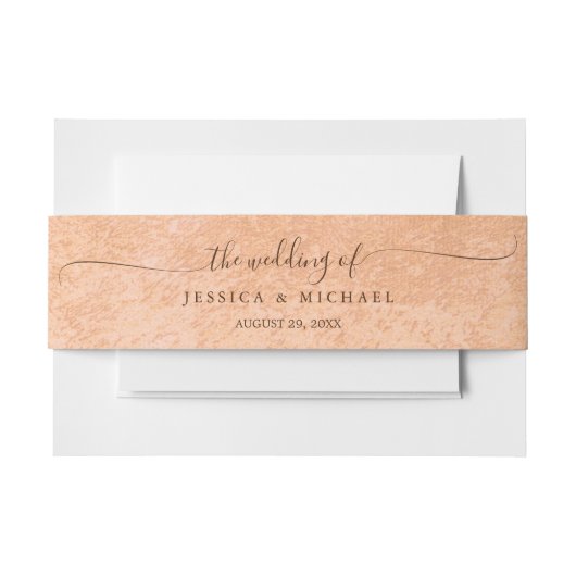 Bloem Gerbera op Abstracte perzik bruiloft Uitnodigingen Wikkel (Voorkant Voorbeeld)