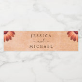 Bloem Gerbera op Abstracte perzik bruiloft Waterfles Etiket (Enkel label)