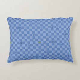 Bloem Geruit Patroon No. 01 - Lichtblauw Accent Kussen