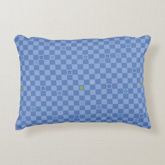 Bloem Geruit Patroon No. 01 - Lichtblauw Accent Kussen (Voorkant)