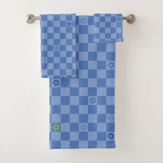 Bloem Geruit Patroon No. 01 - Lichtblauw Bad Handdoek