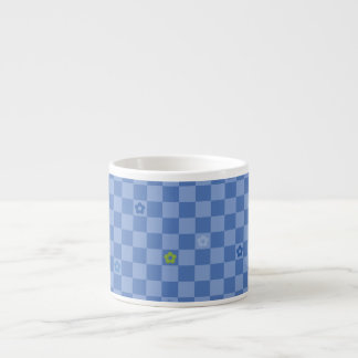 Bloem Geruit Patroon No. 01 - Lichtblauw Espresso Kop