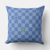 Bloem Geruit Patroon No. 01 - Lichtblauw Kussen (Voorkant)