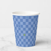 Bloem Geruit Patroon No. 01 - Lichtblauw Papieren Bekers (Achterkant)