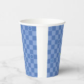 Bloem Geruit Patroon No. 01 - Lichtblauw Papieren Bekers (Rechts)