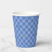 Bloem Geruit Patroon No. 01 - Lichtblauw Papieren Bekers (Voorkant)