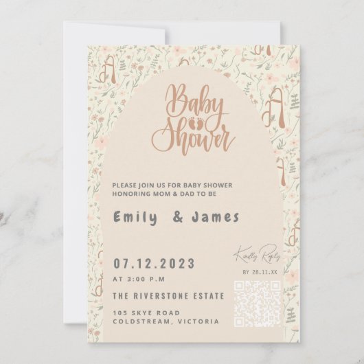 Bloem Geslacht onthullen Baby shower uitnodiging (Voorkant)