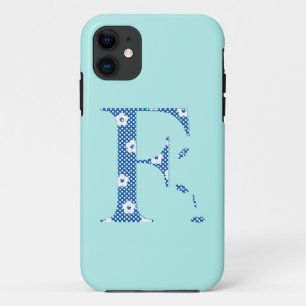 Bloem gevarieerd letter F (blauw en stip) Hoesje-M Case-Mate iPhone Case