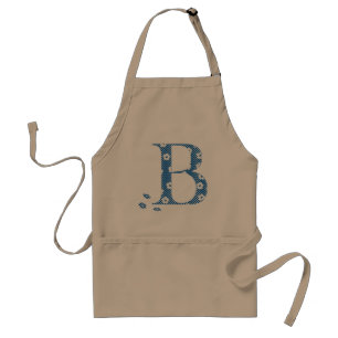Bloem gevarieerde letter B (blauw en stip) Standaard Schort
