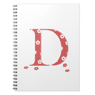 Bloem gevarieerde letter D (rood en stip) Notitieboek