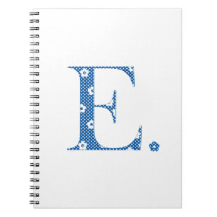 Bloem gevarieerde letter E (blauw en stip) Notitieboek