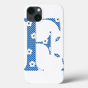 bloem gevarieerde letter F (blauw en stip) Case-Mate iPhone Case