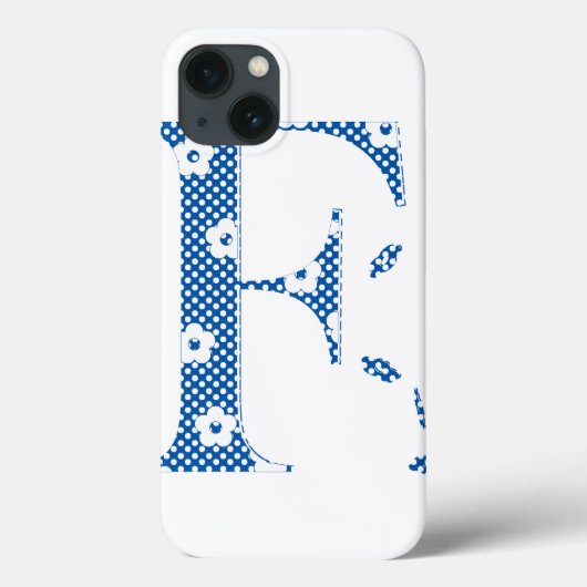 bloem gevarieerde letter F (blauw en stip) Case-Mate iPhone Case (Achterkant)