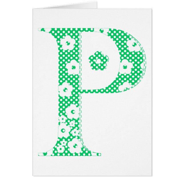 Bloem gevarieerde letter P (groen en stip) (Voorkant)