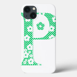 Bloem gevarieerde letter P (groen en stip) Case-Mate iPhone Case