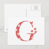 Bloem geventileerde letter G (rood) Briefkaart (Voorkant / Achterkant)