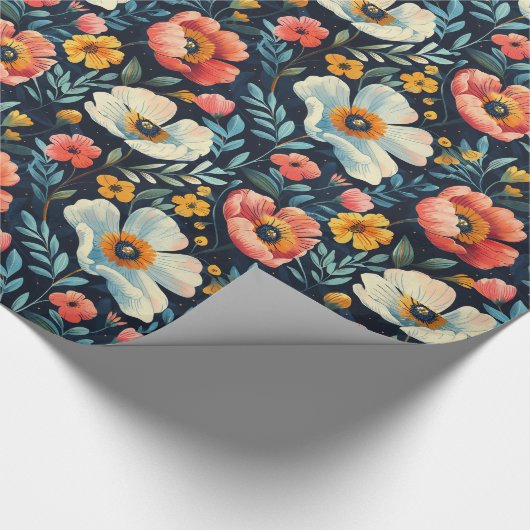 Bloem glanzend cadeaupapier (Hoek)