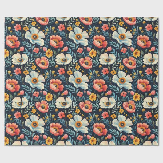 Bloem glanzend cadeaupapier (Vlak)