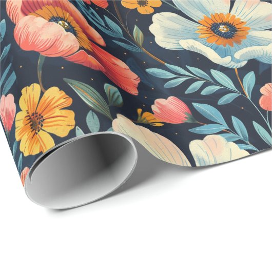 Bloem glanzend cadeaupapier (Rol Hoek)