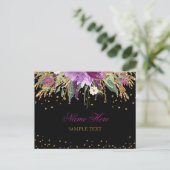 Bloem Glitter Amethist Ansichtkaart Briefkaart (Staand voorkant)