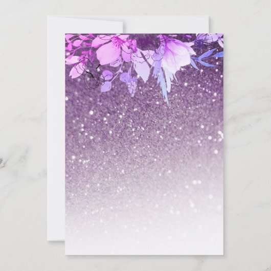 *~* Bloem Glitter Modern Paars AR10 Trouwen Kaart (Achterkant)