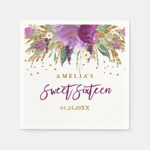 Bloem Glitter Sparkelende Amethist Sweet 16 Servet
