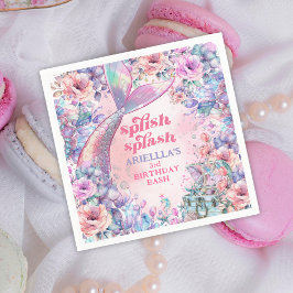 Bloem Glitter Zeemeerminstaart 3e Verjaardag Servet