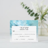 *~* Bloem Glitters Blauw Paars Waterverf Bruiloft RSVP Kaartje (Staand voorkant)