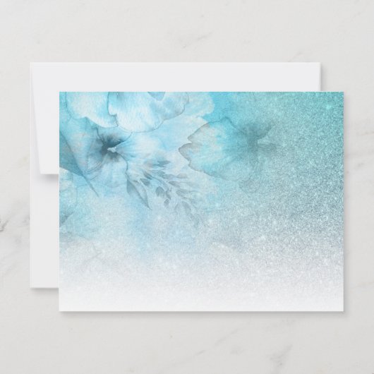 *~* Bloem Glitters Blauw Paars Waterverf Bruiloft RSVP Kaartje (Achterkant)