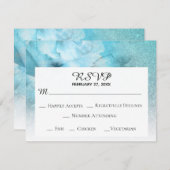 *~* Bloem Glitters Blauw Paars Waterverf Bruiloft RSVP Kaartje (Voorkant / Achterkant)