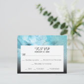 *~* Bloem Glitters Blauw Paars Waterverf Bruiloft RSVP Kaartje (Staand voorkant)