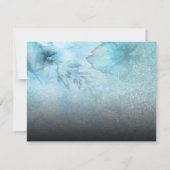 *~* Bloem Glitters Blauw Paars Waterverf Bruiloft RSVP Kaartje (Achterkant)