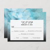 *~* Bloem Glitters Blauw Paars Waterverf Bruiloft RSVP Kaartje (Voorkant / Achterkant)