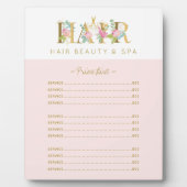 Bloem goud en roze kapsalon diensten lijst fotoplaat (Voorkant)