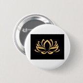 Bloem gouden Lotus Ronde Button 5,7 Cm (Voorkant /achterkant)