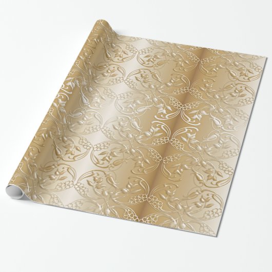 bloem gouden patroon cadeaupapier (Uitgerold)