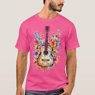 Bloem grafisch gitaar Gitarist Cadeau Heren Dames T-shirt