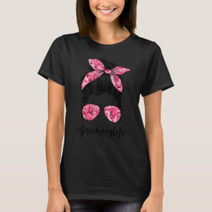 Bloem Grammy Leven Wanordelijke Knot Haar Bril Roz T-shirt