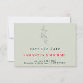 Bloem Groen Rood Boho Rustiek Bewaar datum Trouwen Kaart (Voorkant)