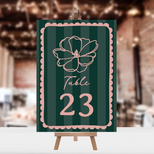 Bloem Groene Streep Bruiloft Kaart