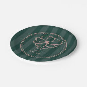 Bloem Groene Streep Bruiloft Papieren Bordje (Gekanteld)