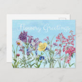 Bloem Groeten Bloem Illustratie Briefkaart (Voorkant / Achterkant)