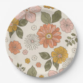 Bloem Groovy | Boho | jaren '70 Thema Papier Papieren Bordje (Voorkant)
