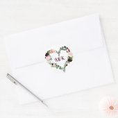 Bloem haard krans MONOGRAM boho burgundy   Ronde Sticker (Envelop)