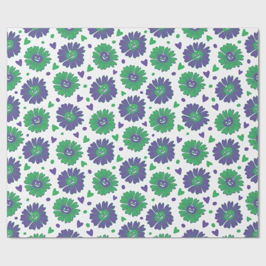 Bloem Halloween pompoen harten Cadeaupapier (Vlak)