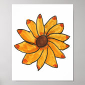 Bloem Hand getrokken gele marker Poster (Voorkant)