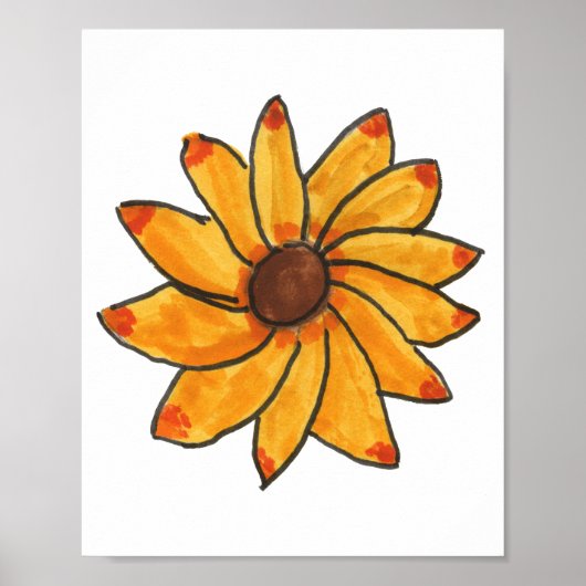 Bloem Hand getrokken gele marker Poster (Voorkant)