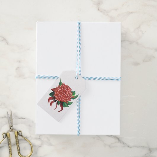 Bloem Hand getrokken Waratah Stickers Cadeaulabel (Met Touw)