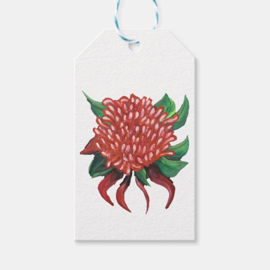 Bloem Hand getrokken Waratah Stickers Cadeaulabel (Voorkant)