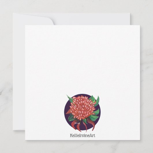 Bloem Hand getrokken Waratah Uitnodiging (Achterkant)